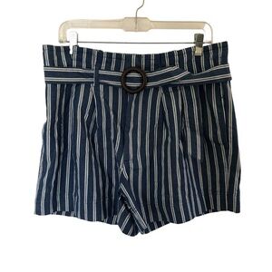 Cato Blue Chambray High Rise Striped Short Size 14 NWT